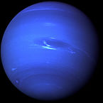 Image of neptune and its dark almost navy or royal blue shades. there are some blemishes that can be seen